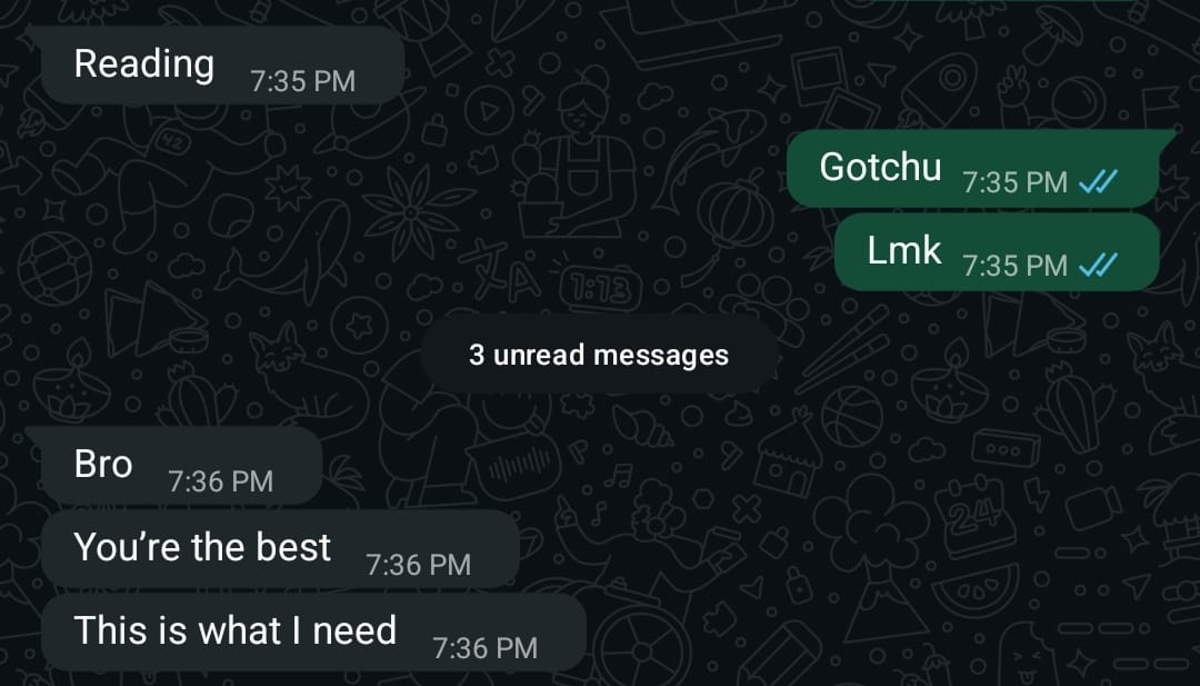 WhatsApp message: You're the best, this is what I need